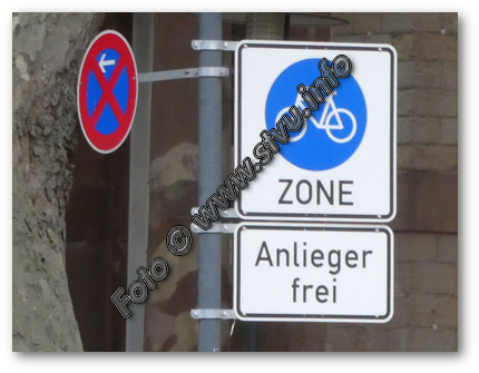 Fahrradzone mit Einschränkung